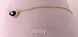 14K Yellow Gold Marquise Diamond Black Onyx Nugget Pendant Necklace Natural