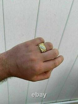 14K Yellow Gold Plated Men's 0.30Ct Real Moissanite Wedding Nugget Pinky Ring