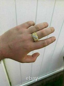 14K Yellow Gold Plated Men's 0.30Ct Real Moissanite Wedding Nugget Pinky Ring