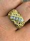 14k Yellow Gold Plated Men's 0.50 Ct Real Moissanite Wedding Nugget Pinky Ring