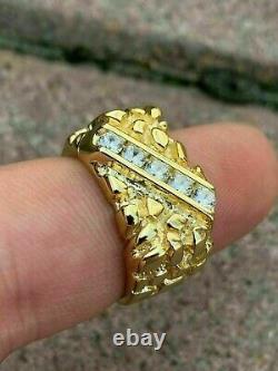 14K Yellow Gold Plated Men's 0.50 Ct Real Moissanite Wedding Nugget Pinky Ring