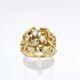 14k Gold 3 Stone Round Diamond Nugget Setting Mens Unisex Ring Sz7