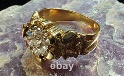 14k Gold Diamond Nugget Style Ring Sz 10