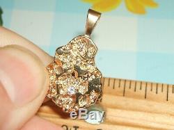14k Gold Nugget Diamond Pendant Splash No Scrap 2.8 Gr