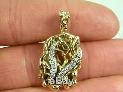 14k Gold Nugget Genuine Diamond Free Form Pendant For Necklace Custom Made