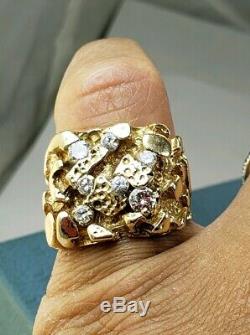 14k Mens Diamond 1TCW Yellow GOLD Pinkie Ring Size 8.75. Heavy duty. Lowest $$