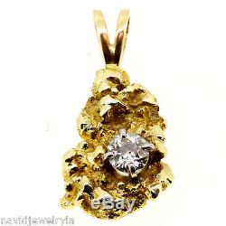 14k Old European Diamond Pendant. 42 Carat D Vs2 Natural Gold Nugget