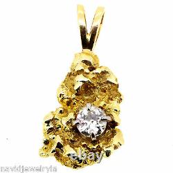 14k Old Miner Diamond Pendant. 42 Carat F Vs2 Natural Gold Nugget