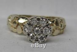 14k Solid Gold. 20 Ct. Nugget Diamond Wedding Engagement Ring
