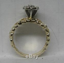 14k Solid Gold. 20 Ct. Nugget Diamond Wedding Engagement Ring