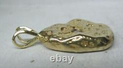 14k Solid Gold Diamond Nugget Pendant For Necklace