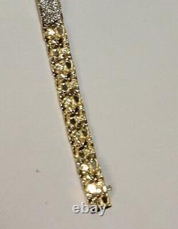 14k Solid Yellow Gold Men's 1ct Diamond ID Nugget Bracelet 9mm 37 grams 8
