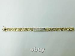 14k Solid Yellow Gold Men's 1ct Diamond ID Nugget Bracelet 9mm 37 grams 8