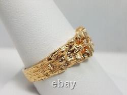 14k Solid Yellow Gold Natural Diamond Nugget Ring (7170)