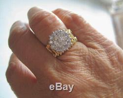 14k Two Tone Gold Nugget Cluster Diamond Ladies Ring