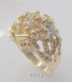 14k Yellow Gold 0.80 Cttw Genuine Diamond Men's Nugget Band Ring Size 11 9.6 G