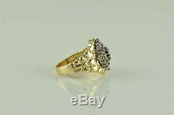 14k Yellow Gold 16mm. 70tcw Diamond Cluster Nugget Band Statement Ring Sz 6