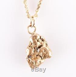 14k Yellow Gold & 22k Natural Gold Nugget Solitaire Pendant With 18 Chain