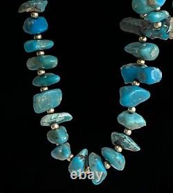 14k Yellow Gold Chunky Turquoise Nuggets with Gold Beads Accent Necklace 74.82g