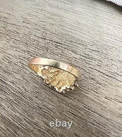 14k Yellow Gold Cocktail Nugget Ring Band Ladies Or Men's Pinky