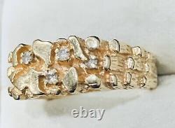 14k Yellow Gold Diamond Cut Textured Nugget Ring Band Size 9