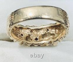 14k Yellow Gold Diamond Cut Textured Nugget Ring Band Size 9