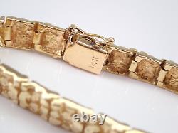 14k Yellow Gold Finish Unisex Nugget Bracelet 8.5 Inch