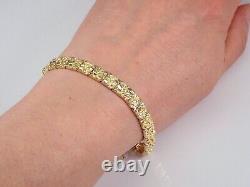 14k Yellow Gold Finish Unisex Nugget Bracelet 8.5 Inch