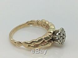 14k Yellow Gold Ladies Diamond Cluster Nugget Ring. 35tcw Size 7.25