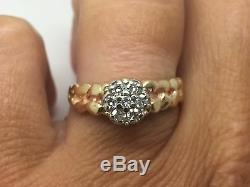 14k Yellow Gold Ladies Diamond Cluster Nugget Ring. 35tcw Size 7.25