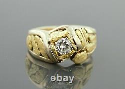 14k Yellow Gold, Natural Nugget and Diamond Men's Ring