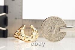 14k Yellow Gold Nugget Lucky Horseshoe Ring, size 11.25 MR358