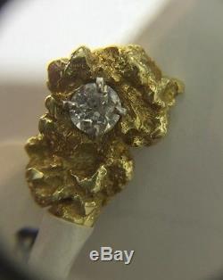 14k Yellow Gold Nugget Pendant Round Old Mine Natural Diamond
