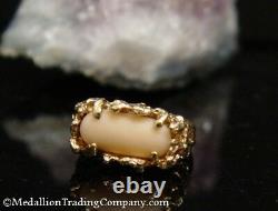 14k Yellow Gold Pink Angel Skin Coral Cabochon Nest Free From Ring 10 Gr Size 7