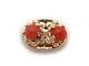 14k Yellow Gold Twin Round Cabochon Coral Nugget Slide Bracelet Charm