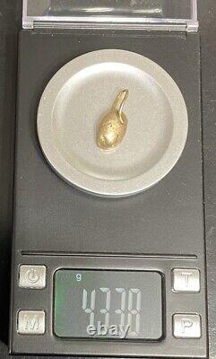 14k solid gold nugget pendant natural 4.338 Grams