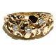 14k Yellow Gold. 24ct Si3 I Diamond Cluster Nugget Mens Ring 8.2g Gents