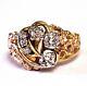 14k Yellow Gold. 59ct Si2 H Womens Nugget Diamond Cluster Ring Band 6.3g Vintage