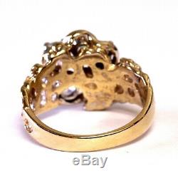 14k yellow gold. 59ct SI2 H womens Nugget diamond cluster ring band 6.3g vintage