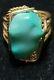 14k Yellow Gold And Natural Turquoise Nugget Vintage Handmade Ring Estate Unique