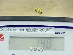 #162 Alaskan BC Natural Gold Nugget 1.40 Grams Genuine
