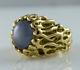 18k Yellow Gold Large Natural Star Sapphire Heavy Nugget Ring 38.1 Grams Nr