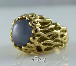 18k YELLOW GOLD LARGE NATURAL STAR SAPPHIRE HEAVY NUGGET RING 38.1 Grams NR