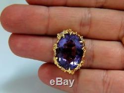 19.30ct Natural Amethyst Diamonds Nugget Cluster ring 14kt