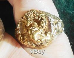 1930 Mens 10k & 22k Natural Gold Nugget Ostby & Barton Eagle Ring