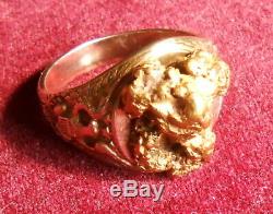 1930 Mens 10k & 22k Natural Gold Nugget Ostby & Barton Eagle Ring