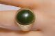 1970s Men's 14k Dome Gold Jade Ring Nugget Ring Genuine Green Jade Estate
