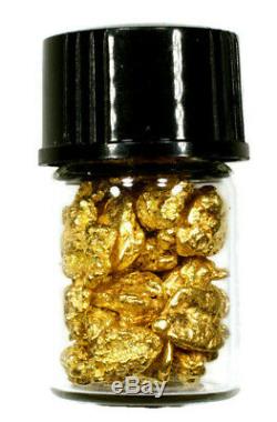 2.000 Grams Alaskan Yukon Bc Natural Pure Gold Nuggets #6 Mesh W Bottle (b600)
