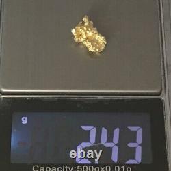 2.43 grams Natural Native Australian Solid High Quality Alluvial Gold Nugget