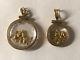 2 Vintage Glass Circular Pendants Filled With Natural Alaskan Gold Nuggets